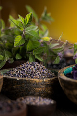 Natural remedy,Herbal medicine and wooden table background