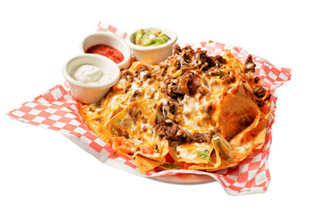nachos with dipping sauces - 306272759
