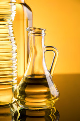 Cooking oils in bottle background