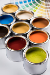 Open cans of paint, Creativity concept