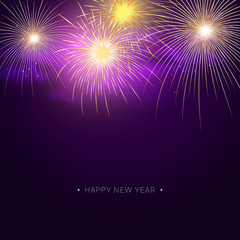 Fireworks background template for new year greeting card