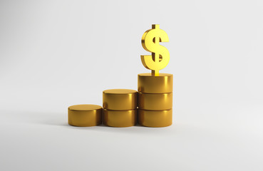 3D Rendering 3D Illustration of Dollar Sign on Grey Background