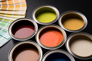 Open cans of paint, Creativity concept