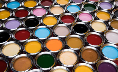 Paint cans palette, Creativity concept