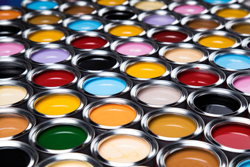 Open cans of paint, Creativity concept