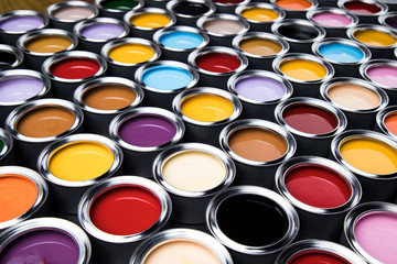 Open cans of paint, Creativity concept