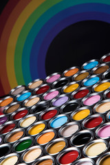 Rainbow, tin metal cans with color paint
