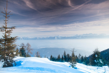 View of beautiful Winter mountain landscape