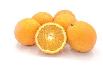 Set of fresh oranges isolated on white background