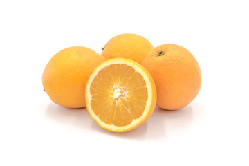 Set of fresh oranges isolated on white background
