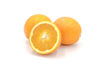 Set of fresh oranges isolated on white background