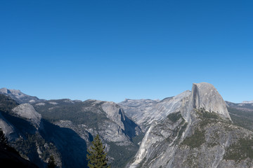 beautiful Yosemite National park panorama with a view on Half-Dome mountain