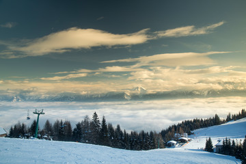 Beautiful winter nature landscape, amazing mountain view