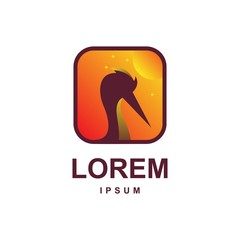 stork with square logo design