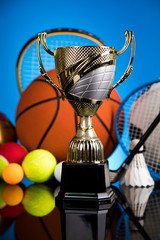 Sport stadium background, Trophy for champion