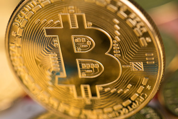 Fototapeta na wymiar Cryptocurrencys new digital money, Bitcoin Coin
