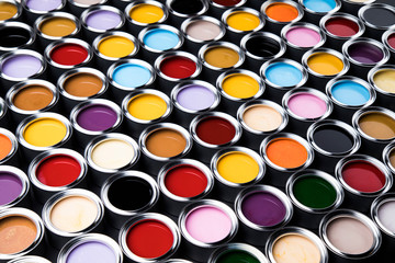 Open cans of paint, Creativity concept