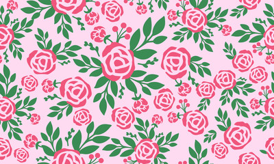Texture of pink rose flower beautiful, seamless vintage floral pattern.