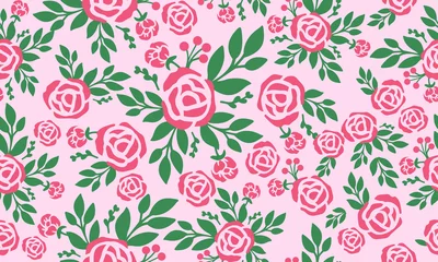 Fotobehang Texture of pink rose flower beautiful, seamless vintage floral pattern. © StockFloral