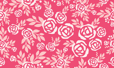 Style floral pattern background, pink rose flower art.