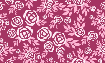 Style floral pattern background, pink rose flower art.