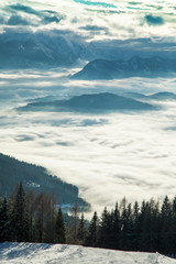 Beautiful winter nature landscape, amazing mountain view