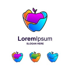 colorful apple logo design premium