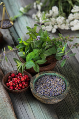 Natural remedy, healing herbs background