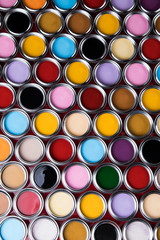 Open cans of paint, Creativity concept