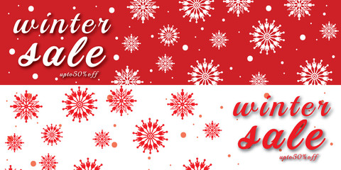 Winter sale vector poster design set with sale text