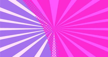 Vintage colorful comic book background. Red violet blank bubbles of different shapes. Rays, radial, halftone, dotted effects. For sale banner empty Place for text 1960s. Copy space vector eps10.