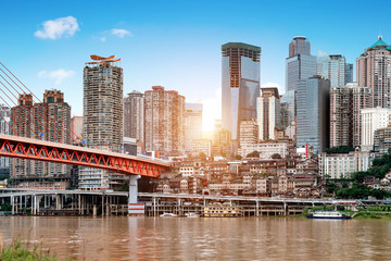 Naklejka premium Chongqing cityscape and skyscrapers