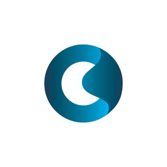 color circle fold c logo design