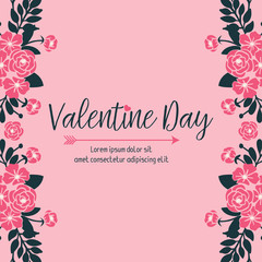 Card valentine day background, with elegant pink flower frame design. Vector