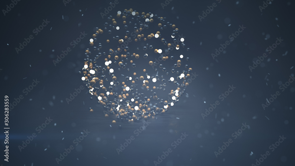 Wall mural cluster of glowing and glossy balls 3d rendering