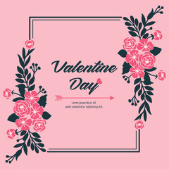 Classic valentine day card, with abstract pink flower frame. Vector