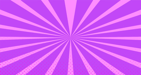 Vintage colorful comic book background. Red violet blank bubbles of different shapes. Rays, radial, halftone, dotted effects. For sale banner empty Place for text 1960s. Copy space vector eps10.