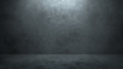 Empty room with concrete wall and floor 3D rendering