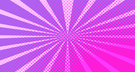 Vintage colorful comic book background. Red violet blank bubbles of different shapes. Rays, radial, halftone, dotted effects. For sale banner empty Place for text 1960s. Copy space vector eps10.