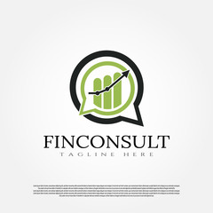 Business consulting logo with growth concept. financial consult icon. chart and arrow concept. illustration element -vector