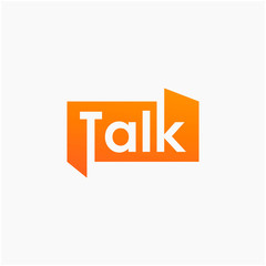 lettering talk with bubble element. talk, speak and chat concept. Chat vector logotype design template. bubble talk negative space logo vector sign symbol illustration. -vector