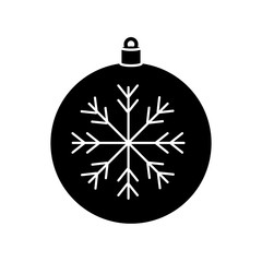 silhouette of ball christmas with snowflake decoration isolated icon vector illustration design