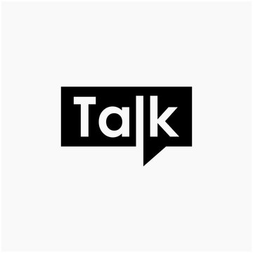 lettering talk with bubble element. talk, speak and chat concept. Chat vector logotype design template. bubble talk negative space logo vector sign symbol illustration. -vector