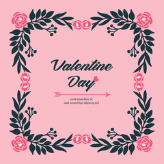 Valentine day card text, with abstract leaf flower frame drawing. Vector