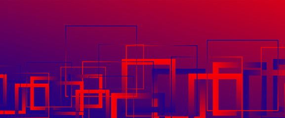 Abstract background with simple square or rectangle geometrical shapes. Geometric template with fluid gradients. Line design, technology concept. Vector Illustration For Wallpaper, Banner Background