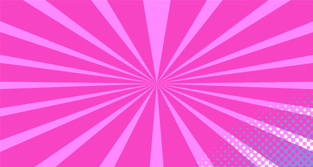 Vintage colorful comic book background. Red violet blank bubbles of different shapes. Rays, radial, halftone, dotted effects. For sale banner empty Place for text 1960s. Copy space vector eps10.