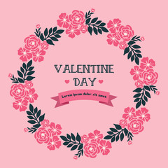 Cute pink flower frame, for valentine day card style. Vector