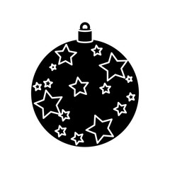 silhouette of ball christmas with stars decoration isolated icon vector illustration design
