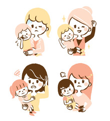 Illustration of mother raising child