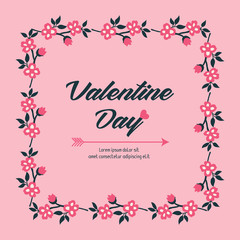 Fototapeta na wymiar Decoration template valentine day, with plant texture of pink flower frame. Vector